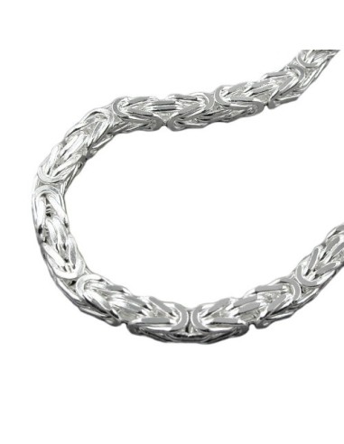 Halsband 8x8mm Square Byzantine Kedja Shiny Silver 925 80cm