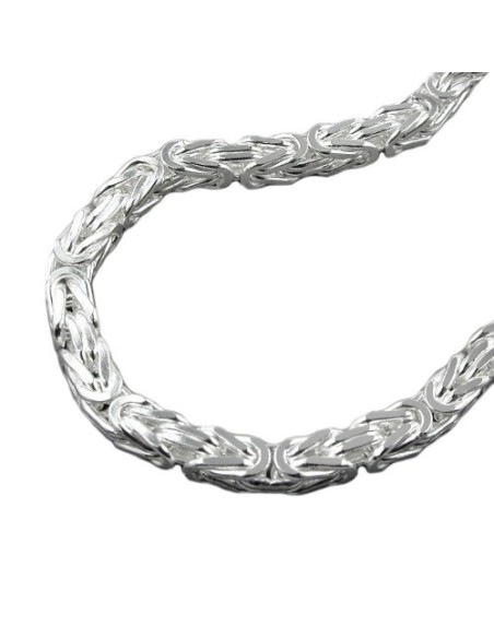 Halsband 8x8mm Square Byzantine Kedja Shiny Silver 925 80cm