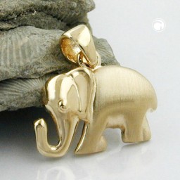 pendant 10x15mm elephant matte shiny 9k gold