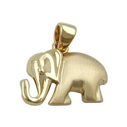 pendant 10x15mm elephant matte shiny 9k gold