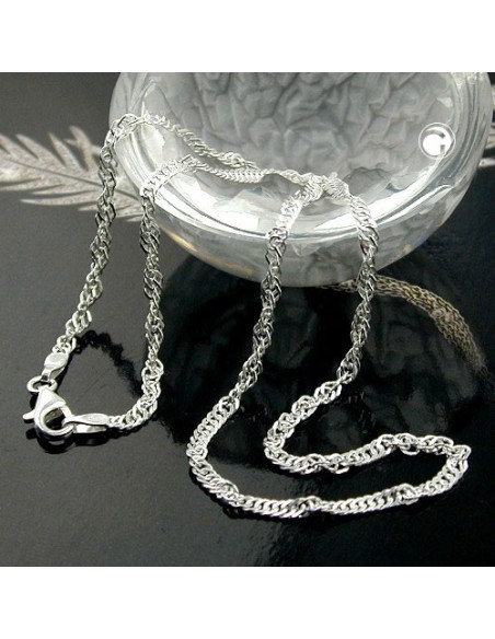Halsbands 2mm Singapore Kedja Diamond Cut Silver 925 60cm