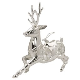 Hanging Decoration Deer With Crystal Elements Silver Plated