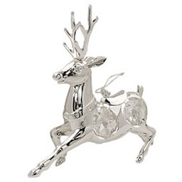 Hanging Decoration Deer With Crystal Elements Silver Plated