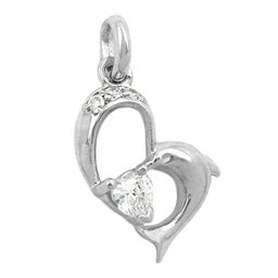 Heart/ Dolphin Hängsmycke With Zirconia Silver 925