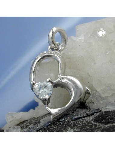 Heart/ Dolphin Hängsmycke With Zirconia Silver 925