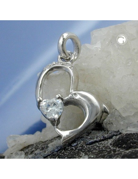 Heart/ Dolphin Hängsmycke With Zirconia Silver 925