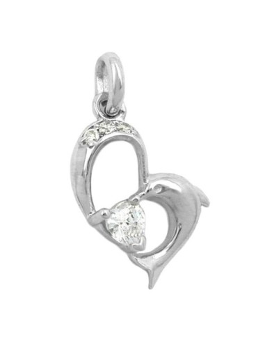 Heart/ Dolphin Hängsmycke With Zirconia Silver 925