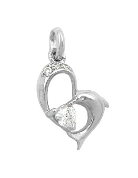 Heart/ Dolphin Hängsmycke With Zirconia Silver 925