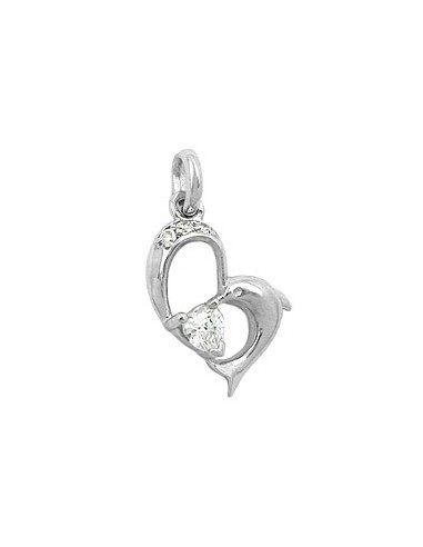 Heart/ Dolphin Hängsmycke With Zirconia Silver 925