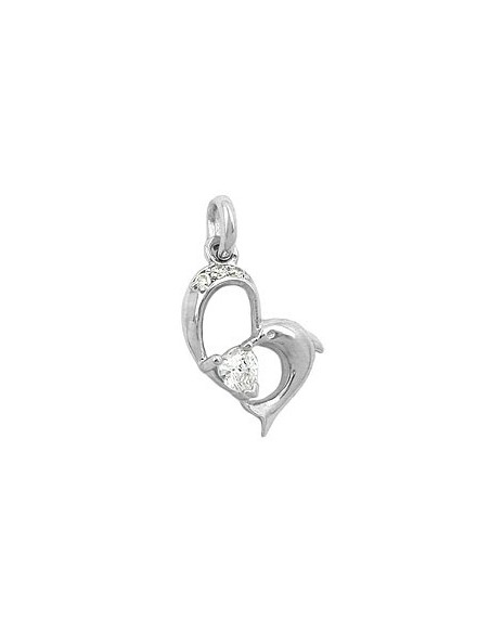 Heart/ Dolphin Hängsmycke With Zirconia Silver 925