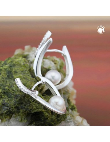 Hoop Örhänge Cz And Pearl Silver 925