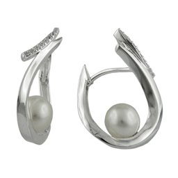 Hoop Örhänge Cz And Pearl Silver 925