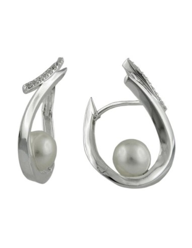 Hoop Örhänge Cz And Pearl Silver 925