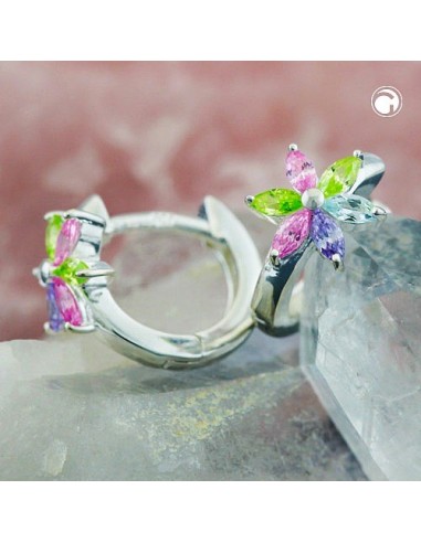 Hoop Örhänge Flower Zirconia Silver 925