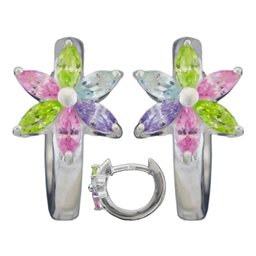 Hoop Örhänge Flower Zirconia Silver 925