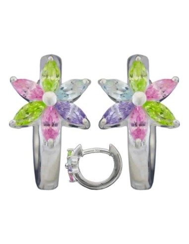 Hoop Örhänge Flower Zirconia Silver 925