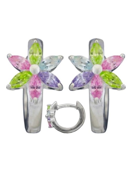 Hoop Örhänge Flower Zirconia Silver 925