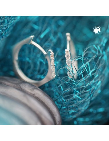 Hoop Örhänge Hexagon Zirconia Silver 925