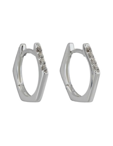 Hoop Örhänge Hexagon Zirconia Silver 925