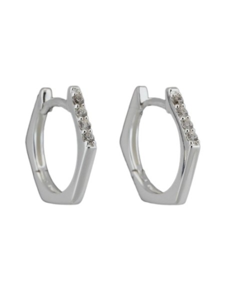 Hoop Örhänge Hexagon Zirconia Silver 925