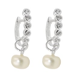 Hoop Örhänge Pearl Zirconia Silver 925