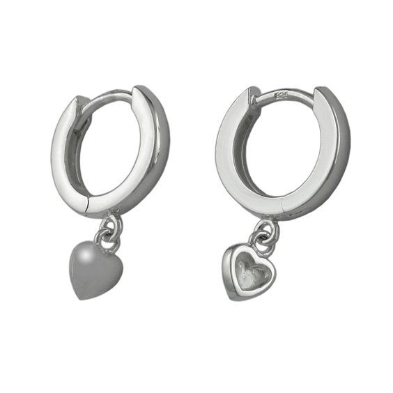 Hoop Örhänge With Heart Silver 925