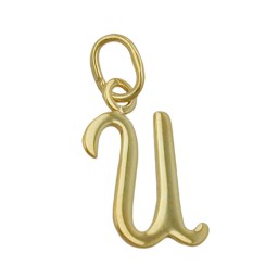 pendant 14x10mm initial letter u shiny 8k gold