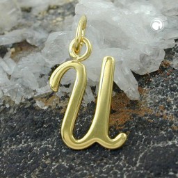 pendant 14x10mm initial letter u shiny 8k gold