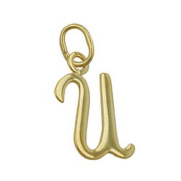 pendant 14x10mm initial letter u shiny 8k gold