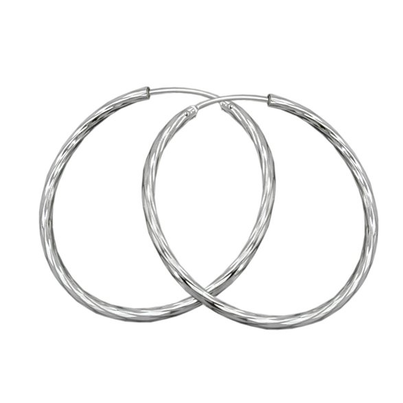 Hoop Örhängen 35mm Diamond Cut Silver 925