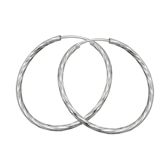 Hoop Örhängen 35mm Diamond Cut Silver 925