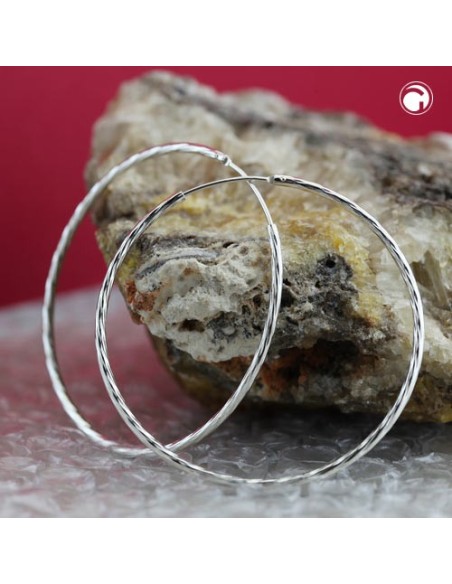Hoop Örhängen 50mm Diamond Cut Silver 925