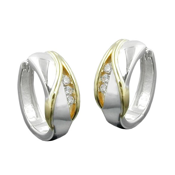 Hoop Örhängen Bi-Coloured & Zirconia Silver 925
