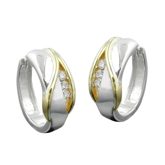 Hoop Örhängen Bi-Coloured & Zirconia Silver 925
