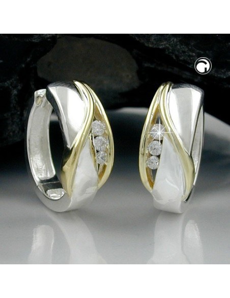 Hoop Örhängen Bi-Coloured & Zirconia Silver 925