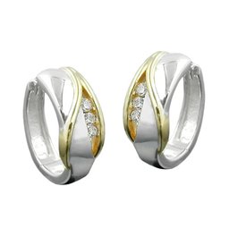 Hoop Örhängen Bi-Coloured & Zirconia Silver 925