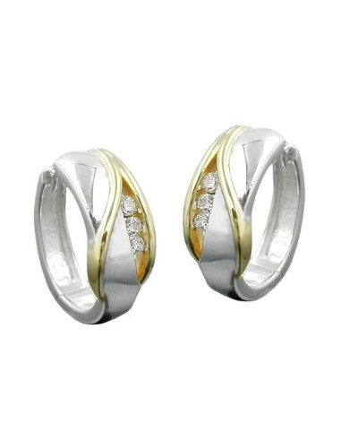 Hoop Örhängen Bi-Coloured & Zirconia Silver 925
