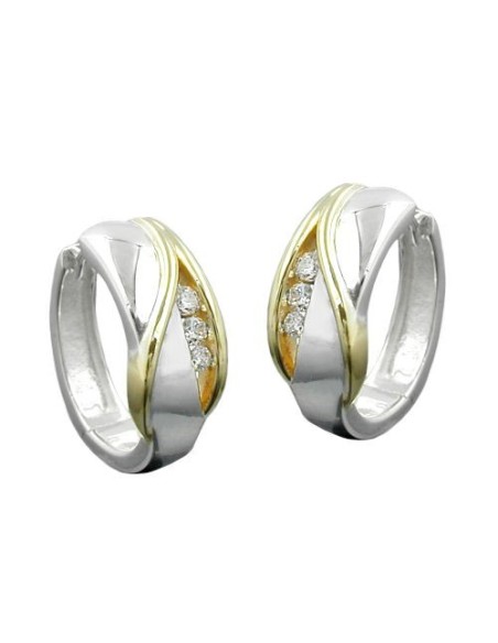 Hoop Örhängen Bi-Coloured & Zirconia Silver 925