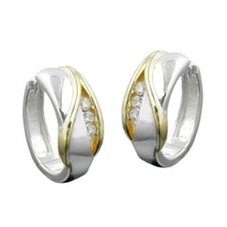 Hoop Örhängen Bi-Coloured & Zirconia Silver 925