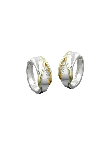 Hoop Örhängen Bi-Coloured & Zirconia Silver 925