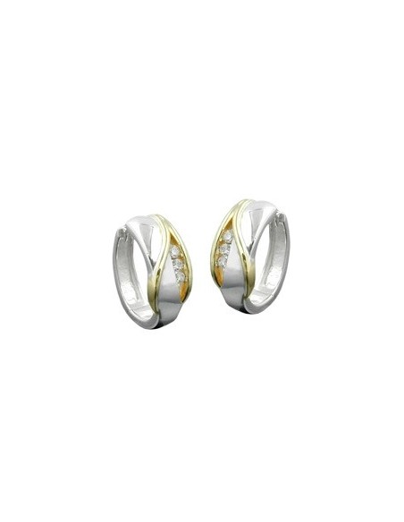 Hoop Örhängen Bi-Coloured & Zirconia Silver 925