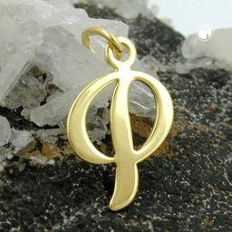 pendant 15x10mm initial letter p shiny 8k gold