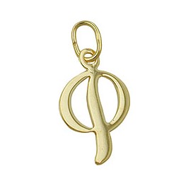 pendant 15x10mm initial letter p shiny 8k gold