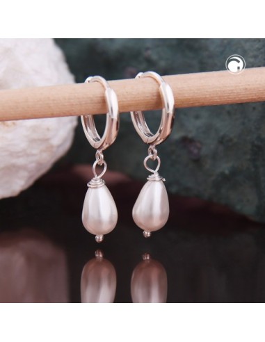 Hoop Örhängen Imitation Pearl Silver 925