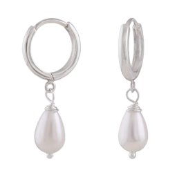 Hoop Örhängen Imitation Pearl Silver 925