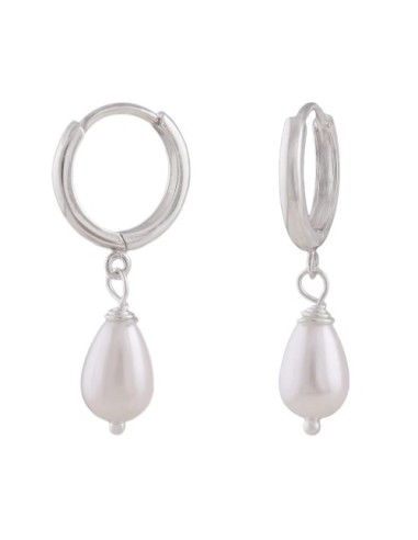 Hoop Örhängen Imitation Pearl Silver 925