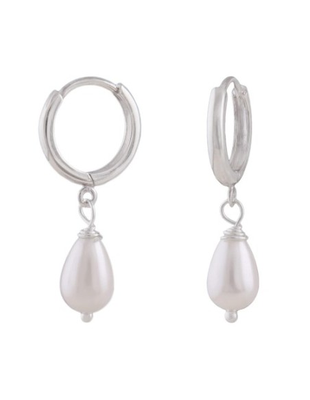 Hoop Örhängen Imitation Pearl Silver 925