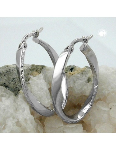 Hoop Örhängen Oval & Twisted Silver 925
