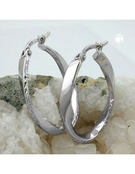 Hoop Örhängen Oval & Twisted Silver 925