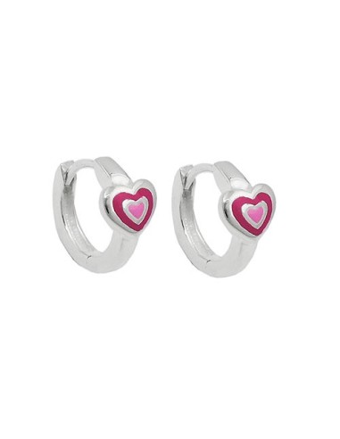 Hoop Örhängen Pink-Laquered Silver 925